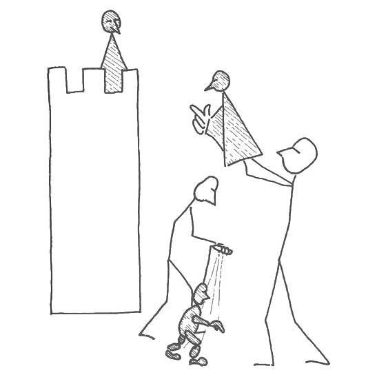 Zeichnung von P.K. Steinmann aus „Theaterpuppen“